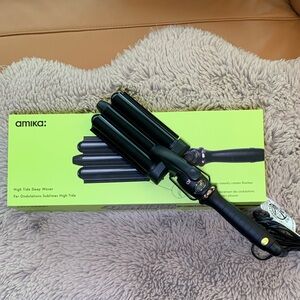 Amika High Tide Deep Waver 3-Barrel Curling Iron | Beach Wave Tool | Box